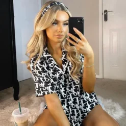 C.DIOR 💖 Premium Set Short Pajamas Limited Edition 2024 LUX-WDIS+WDIM-000KHHERBS9