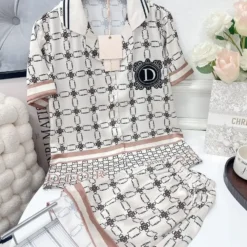 C.DIOR 💖 Premium Set Short Pajamas Limited Edition 2024 LUX-WDIS+WDIM-000VMFENPEE