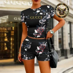[LIMITED] GUCCI 💖 Premium Crop T-Shirt & Short Summer 2024 LUX-CNTX+NK-0000PTUMPJDL