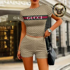[LIMITED] GUCCI 💖 Premium Crop T-Shirt & Short Summer 2024 LUX-CNTX+NK-0000P85ADVS3