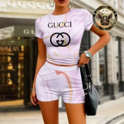 [LIMITED] GUCCI 💖 Premium Crop T-Shirt & Short Summer 2024 LUX-CNTX+NK-0000VRNHPLVN