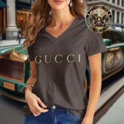 Premium GUCCI V-Neck T-Shirt 💖 Women 2024 LUX- VTX-000OOAMUQV7