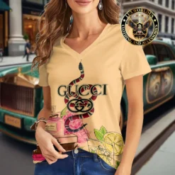 Premium GUCCI V-Neck T-Shirt 💖 Women 2024 LUX- VTX-000ILRUQBUU