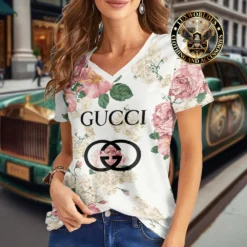 Premium GUCCI V-Neck T-Shirt 💖 Women 2024 LUX- VTX-0005IYVY48U