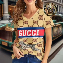 Premium GUCCI V-Neck T-Shirt 💖 Women 2024 LUX- VTX-000FW2SA9DG