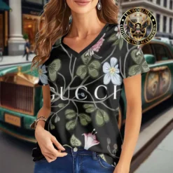 Premium GUCCI V-Neck T-Shirt 💖 Women 2024 LUX- VTX-000WBT9JSVP
