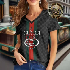 Premium GUCCI V-Neck T-Shirt 💖 Women 2024 LUX- VTX-000ACSYJPKC