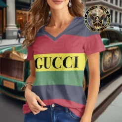 Premium GUCCI V-Neck T-Shirt 💖 Women 2024 LUX- VTX-000DIMGV478