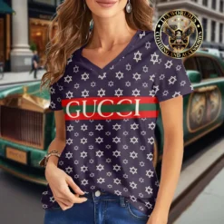 Premium GUCCI V-Neck T-Shirt 💖 Women 2024 LUX- VTX-0007SXJSJRC