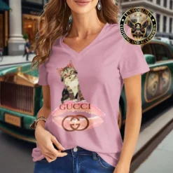 Premium GUCCI V-Neck T-Shirt 💖 Women 2024 LUX- VTX-000VHJNB8F3