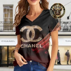 Premium CHANEL V-Neck T-Shirt 💖 Women 2024 LUX- VTX-000TAP3JOWO