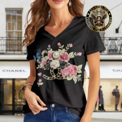 Premium CHANEL V-Neck T-Shirt 💖 Women 2024 LUX- VTX-000RFE3MDAW