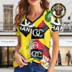 Premium CHANEL V-Neck T-Shirt 💖 Women 2024 LUX- VTX-000HIU5EYUA