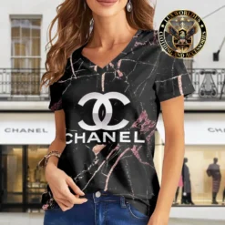 Premium CHANEL V-Neck T-Shirt 💖 Women 2024 LUX- VTX-000Z91XKQ9D