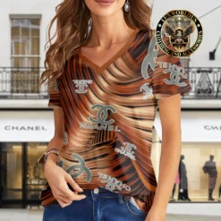 Premium CHANEL V-Neck T-Shirt 💖 Women 2024 LUX- VTX-000XF8SXWEK