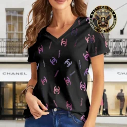 Premium CHANEL V-Neck T-Shirt 💖 Women 2024 LUX- VTX-000HSV8DPMZ