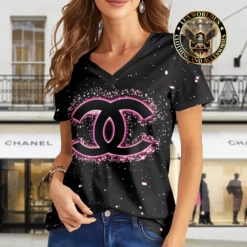 Premium CHANEL V-Neck T-Shirt 💖 Women 2024 LUX- VTX-000CQ7FO0DJ