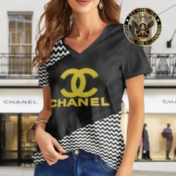 Premium CHANEL V-Neck T-Shirt 💖 Women 2024 LUX- VTX-000BJBVPGCP
