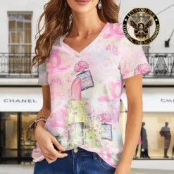 Premium CHANEL V-Neck T-Shirt 💖 Women 2024 LUX- VTX-000VCSAD4O4