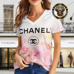 Premium CHANEL V-Neck T-Shirt 💖 Women 2024 LUX- VTX-000CLDMKC7W