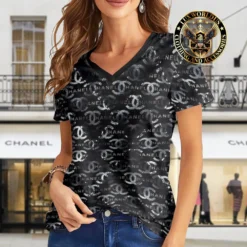 Premium CHANEL V-Neck T-Shirt 💖 Women 2024 LUX- VTX-000XH4XKSYS