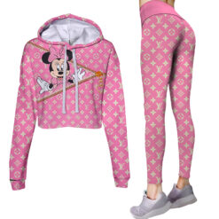 Limited Edition Minnie Mouse Louis Vuitton Croptop Hoodie and Leggings Set CRF+DDK-ACHL007