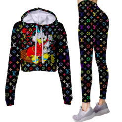 Limited Edition Scrooge Mcduck Louis Vuitton Donald Duck Universe Croptop Hoodie and Leggings Set CRF+DDK-ACHL003