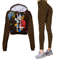 Limited Edition Scrooge Mcduck Louis Vuitton Donald Duck Universe Croptop Hoodie and Leggings Set CRF+DDK-ACHL004
