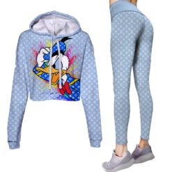 Limited Edition Donald Duck Louis Vuitton Croptop Hoodie and Leggings Set CRF+DDK-ACHL001