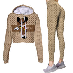 Limited Edition Mickey Mouse Louis Vuitton Croptop Hoodie and Leggings Set CRF+DDK-ACHL010