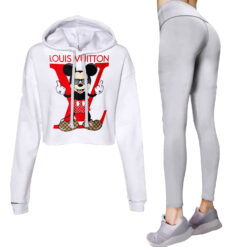 Limited Edition Mickey Mouse Louis Vuitton Croptop Hoodie and Leggings Set CRF+DDK-ACHL014