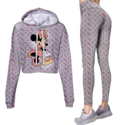 Limited Edition Minnie Mouse Louis Vuitton Croptop Hoodie and Leggings Set CRF+DDK-ACHL008