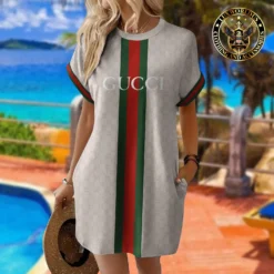 [LIMITED] GUCCI Premium Short Sleeve Pocket Dress 💖 Summer 2024  LUX-ZO-000ETBGRFXR