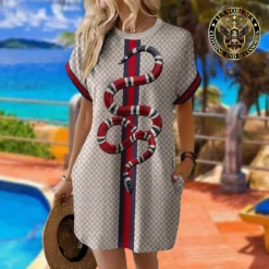 [LIMITED] GUCCI Premium Short Sleeve Pocket Dress 💖 Summer 2024  LUX-ZO-000QF0ABZKO