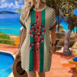 [LIMITED] GUCCI Premium Short Sleeve Pocket Dress 💖 Summer 2024  LUX-ZO-000SLJCSALG