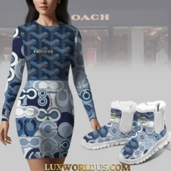 COACH Premium Sweater Dress Match Snow Boots Set LUX-MLQ+C1164-03IXVZEW0