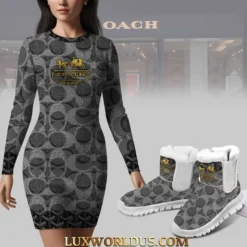 COACH Premium Sweater Dress Match Snow Boots Set LUX-MLQ+C1164-0ECCTJKN0