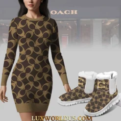 COACH Premium Sweater Dress Match Snow Boots Set LUX-MLQ+C1164-049CI1RMV