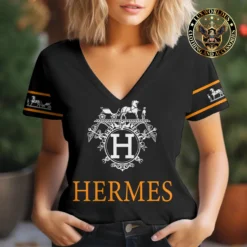 Premium HERMÈS V-Neck T-Shirt 💖 Women 2024 LUX- TX-0002KY8LRQKP