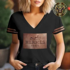 Premium HERMÈS V-Neck T-Shirt 💖 Women 2024 LUX- TX-0002XRNEHH6I