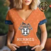 Premium HERMÈS V-Neck T-Shirt 💖 Women 2024 LUX- TX-0002C9YWB1TP