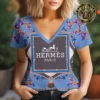 Premium HERMÈS V-Neck T-Shirt 💖 Women 2024 LUX- TX-0002E5XOP1P0