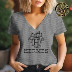 Premium HERMÈS V-Neck T-Shirt 💖 Women 2024 LUX- TX-0002ATUOQ3DQ