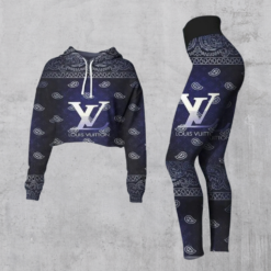 Limited Luxury Womens Hoodie Crop Top and Leggings Set CRF+DDK-00GXJQWBUH