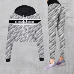 Limited Luxury Womens Hoodie Crop Top and Leggings Set CRF+DDK-003U6W0Y9X