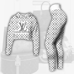 Limited Edition Louis Vuitton Croptop Hoodie and Leggings Set CRF+DDK-MRS0001