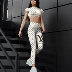 [NEW] Premium LOUIS VUITTON Croptop Leggings Set 2024 MRS-CROP+DDK-LV319424