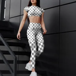 [NEW] Premium LOUIS VUITTON Croptop Leggings Set 2024 MRS-CROP+DDK-LV319430