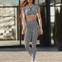 [NEW] Premium LOUIS VUITTON Croptop Leggings Set 2024 MRS-CROP+DDK-LV319455