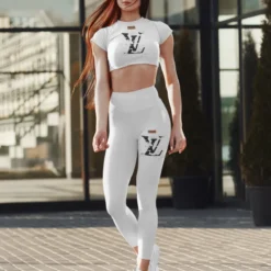 [NEW] Premium LOUIS VUITTON Croptop Leggings Set 2024 MRS-CROP+DDK-LV319454